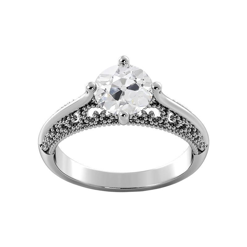 Solitaire Old Cut Runder Diamantring Vintage-Stil 1.75 Karat - harrychadent.ch