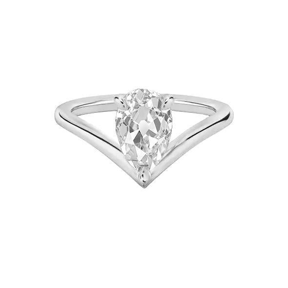 Solitaire Ring Enhancer Old Cut Birnendiamant 1,50 Karat 14K Gold - harrychadent.ch