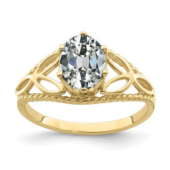Solitärring Oval Old Cut Diamant Trinity Knot Rope Style 3 Karat - harrychadent.ch