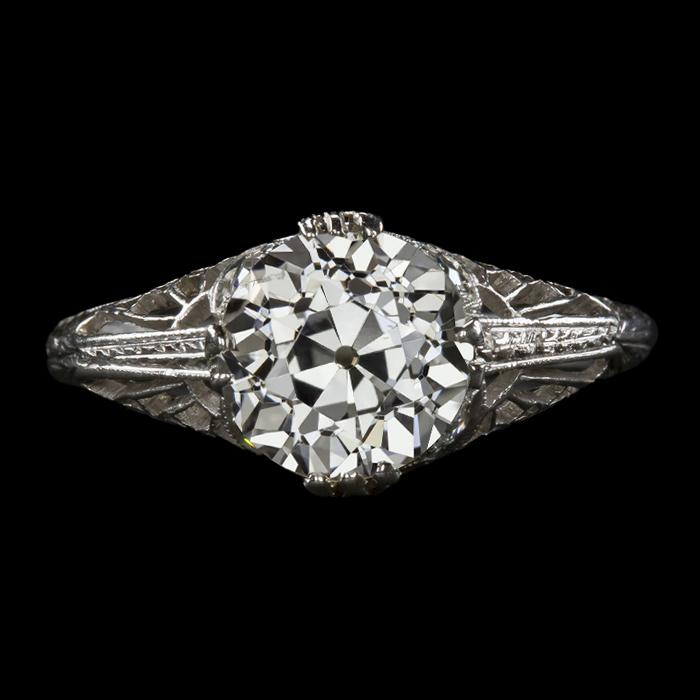 Vintage-Stil Solitaire Runder Old Mine Cut Diamantring 3,50 Karat - harrychadent.ch