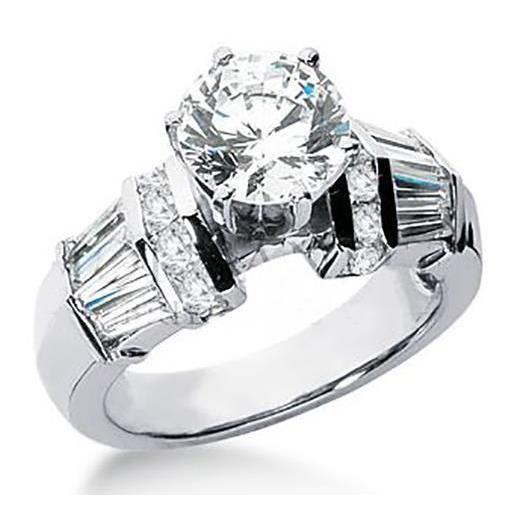 3,26 Karat Diamant Rund & Baguette Verlobungsring Weißgold 14K - harrychadent.ch