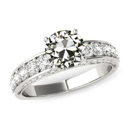 Alter Minenschliff Diamantring mit Akzenten 14K Gold 5 Karat - harrychadent.ch