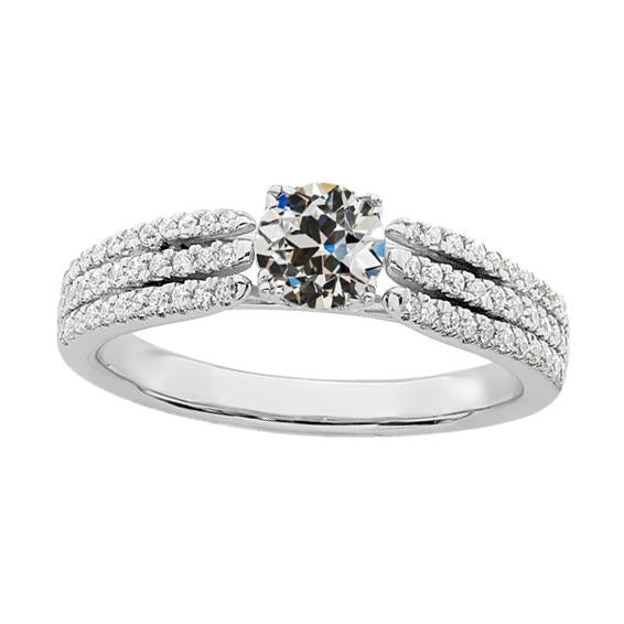 Damenring Runder Altschliff Diamant Dreireihige Akzente 4 Karat - harrychadent.ch