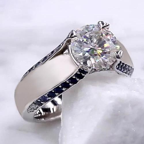 Diamant-Verlobungsring 3,50 Karat blauer Saphir Akzente Schmuck - harrychadent.ch