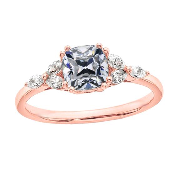 Kissen Old Cut Diamantgoldring mit Marquise-Akzenten 4,50 Karat - harrychadent.ch