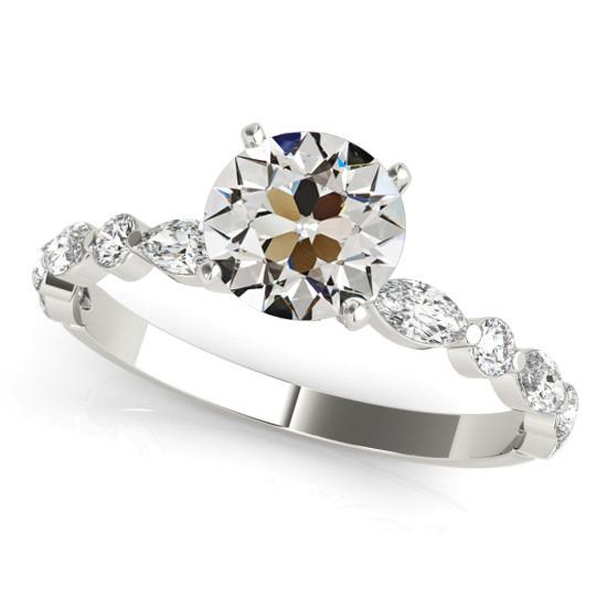 Marquise & Runder alter Bergmann Diamantring akzentuierter Goldschmuck 4 Karat - harrychadent.ch