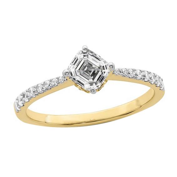 Runden & Asscher Diamant Solitaire Ring Konischer Schaft 3,25 Karat - harrychadent.ch