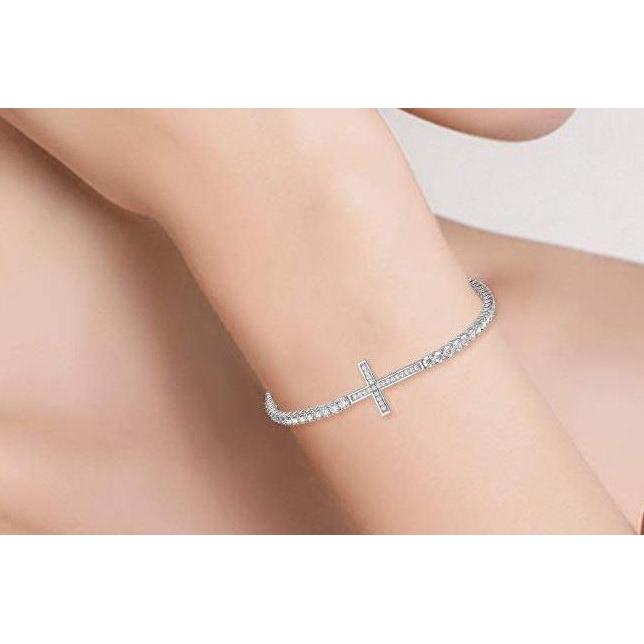 Damen Diamant Tennis Kreuz Armband 7 Karat Weißgold Schmuck - harrychadent.ch