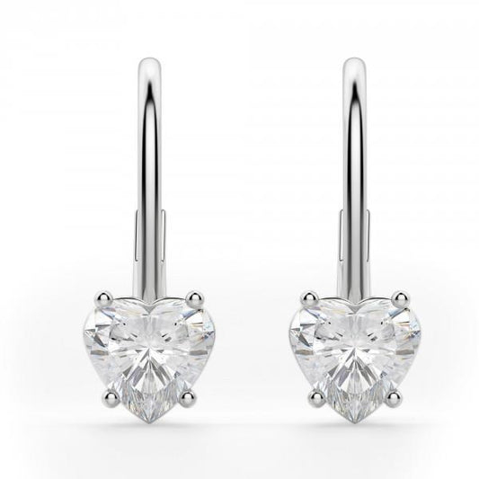 2 carats prong set heart cut diamant women earring gold jewelry