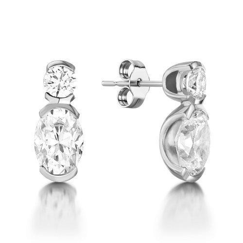 Ovaler und runder Diamant-Tropfenohrring 2,50 Karat Damen Schmuck