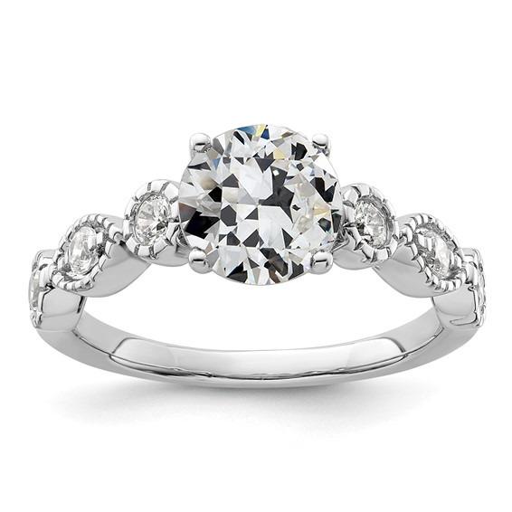 14K Gold runder alter Minenschliff Diamantring 4 Zinken Set 3,25 Karat - harrychadent.ch