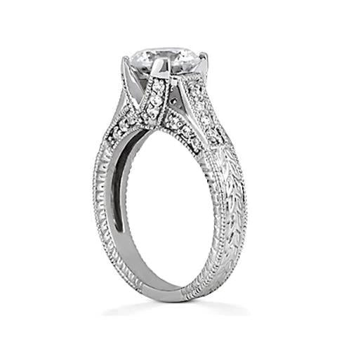 2,50 karat runder diamant-verlobungsring milgrain vintage-stil