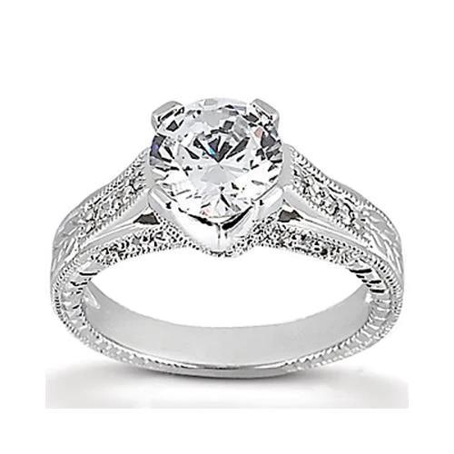 2,50 karat runder diamant-verlobungsring milgrain vintage-stil