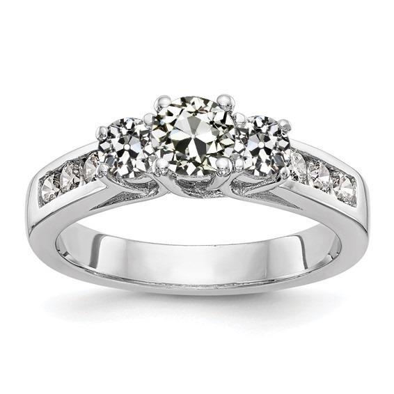 3 Karat runder alter Bergmann Diamant-Verlobungsring-Korb-Kanal-Set - harrychadent.ch