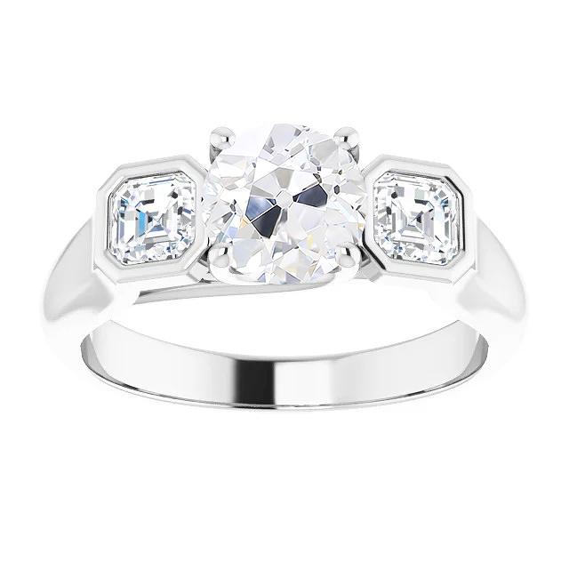 3 Steine Ring Radiant & Altschliff Diamant Krappenfassung 3,50 Karat - harrychadent.ch