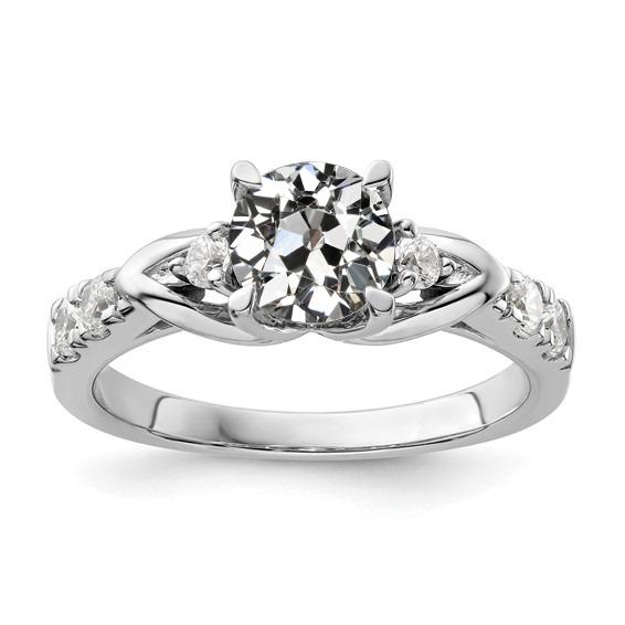 Alter Minenschliff Diamantring mit Akzenten 3 Steinstil 3 Karat - harrychadent.ch