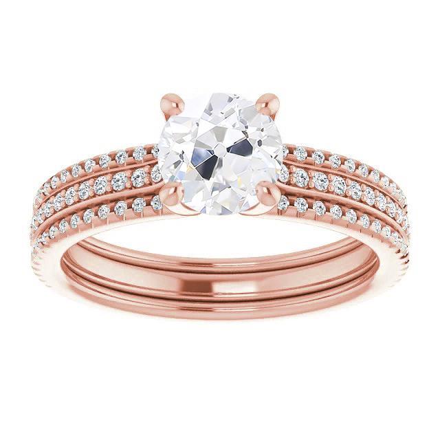 Altschliff-Diamant-Ehering-Set mit Band 6,50 Karat Gold 14K - harrychadent.ch