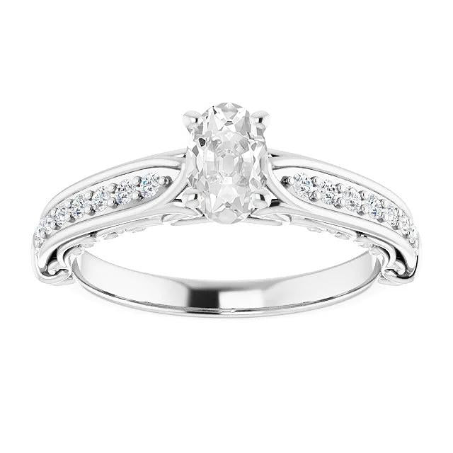 Antiker Stil Ovaler Altschliff Diamantring Oberfläche Krappen Set 4 Karat - harrychadent.ch