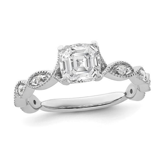 Asscher & Runden Diamant Verlobungsring 3.50 Karat Weißgold 14K - harrychadent.ch