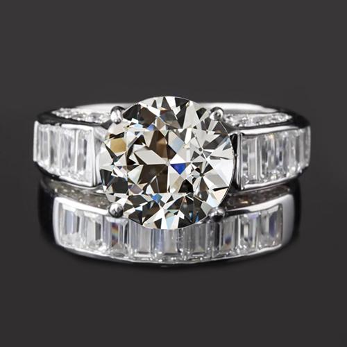 Baguette alter Bergmann Diamant Ehering Set 4,25 Karat Kanalset - harrychadent.ch
