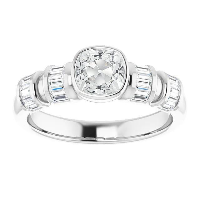 Baguette & Kissen Altschliff Diamant Ehering Lünette Set 6,25 Karat - harrychadent.ch