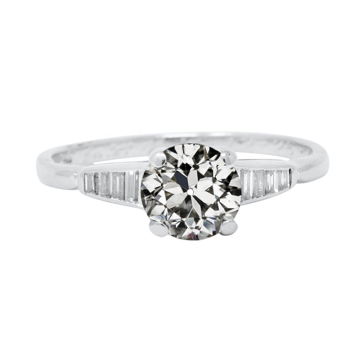 Baguette & Rund alter Bergmann Diamantring Krappen Set 3 Karat Weißgold - harrychadent.ch