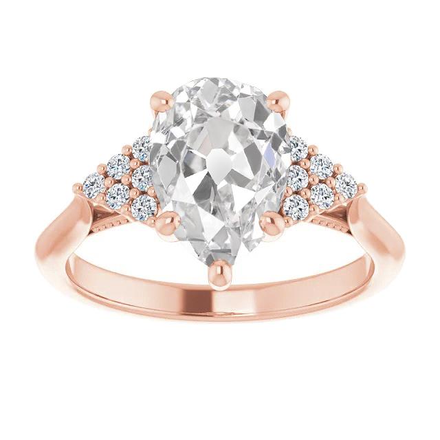 Birne Old Mine Cut & Runden Diamant Verlobungsring 4,50 Karat - harrychadent.ch