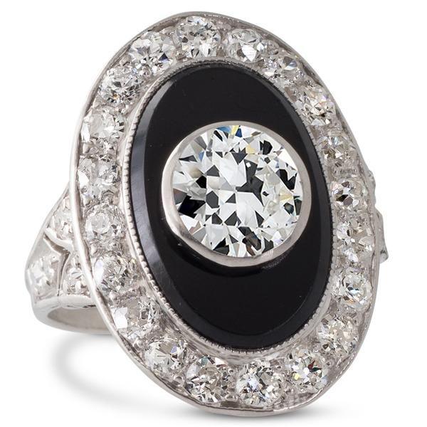 Damen Halo Ehering Runder Altschliff Diamant Schwarzgold 4 Karat - harrychadent.ch
