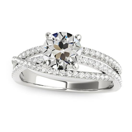 Damen Runder Altschliff Diamantring Pave Set 5 Karat Weißgold 14K - harrychadent.ch
