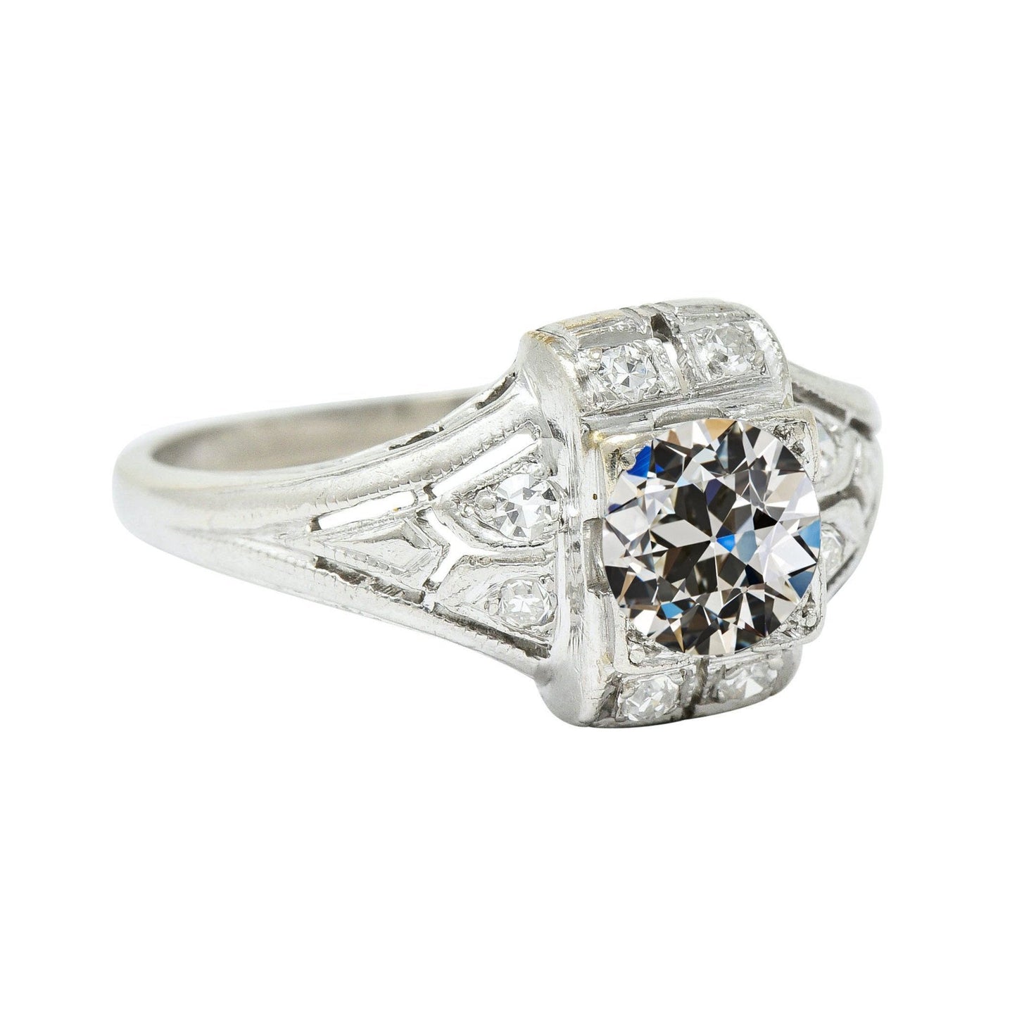 Damenring rund alter Bergmann Diamant Milgrain Shank 2.50 Karat - harrychadent.ch