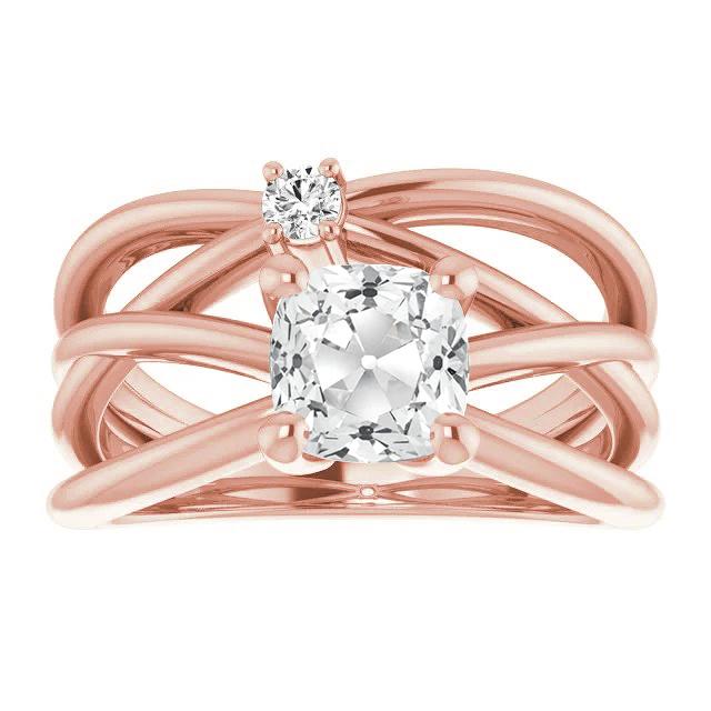 Damenring rund & Kissen Altschliff Diamant 4 Krappen Set 5,50 Karat - harrychadent.ch