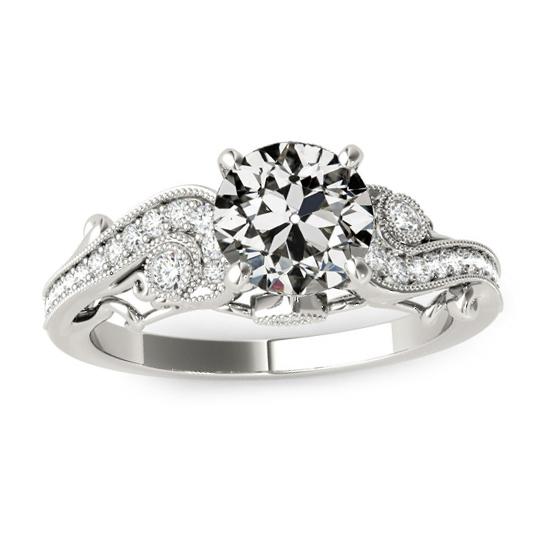 Diamant Old Cut Damenring Filigran Milgrain Weißgold 4 Karat - harrychadent.ch