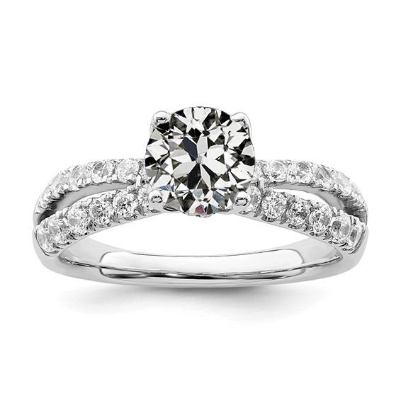 Diamantrunder alter Bergmann-Verlobungsring mit geteiltem Schaft 3 Karat - harrychadent.ch