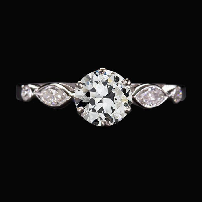 Ehering Birne & Runder Diamant im alten Minenschliff 6 Zinken Set 3 Karat - harrychadent.ch