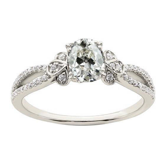 Ehering Oval Old Cut Diamant Floral Split Shank 4,20 Karat - harrychadent.ch