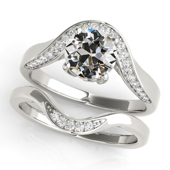 Ehering-Set runder alter Bergmann Diamant 4 Karat Schmuck - harrychadent.ch