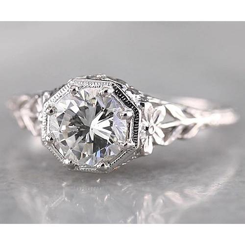 Filigraner runder Diamantring 1,50 Karat Weißgold 14K - harrychadent.ch