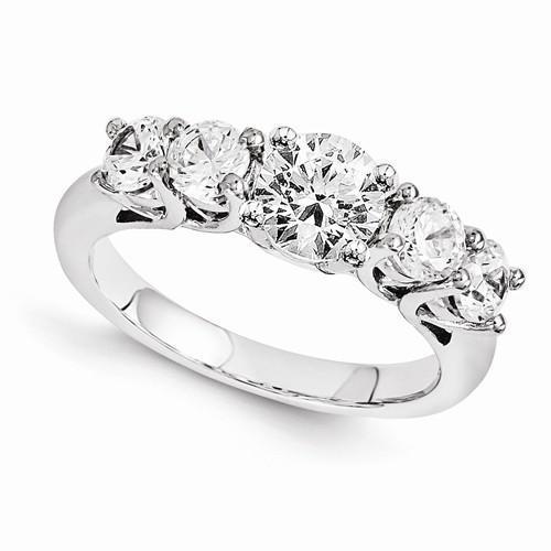 Fünf-Stein-Diamant-Verlobungsring 2 Karat Weißgold 14K