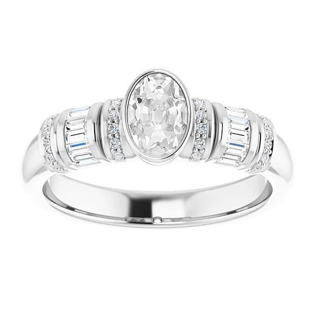 Gold Baguette & Oval alter Bergmann Diamant Ring Lünette Set 6,25 Karat - harrychadent.ch