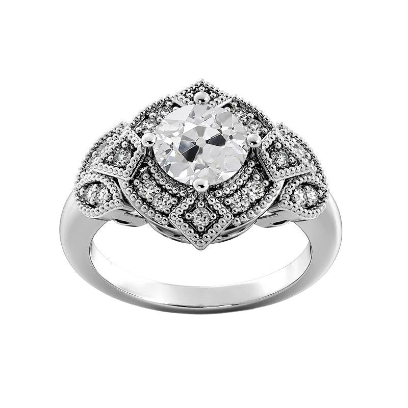 Gold Old Cut Runder Diamant Ehering Milgrain Schaft 3 Karat - harrychadent.ch