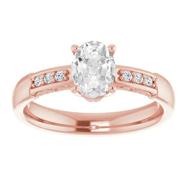 Gold Oval Old Mine Cut Diamantring Krappenset Filigraner Schaft 4,25 Karat - harrychadent.ch
