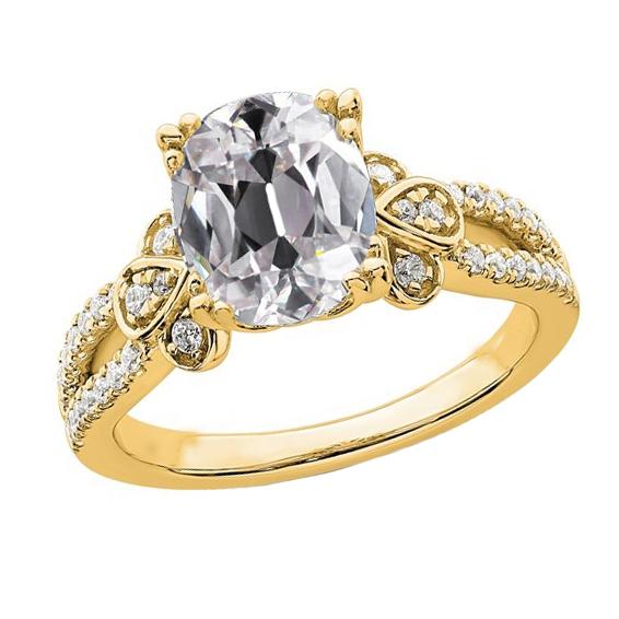Gold Runder & Ovaler alter Bergmann Diamantring mit geteiltem Schaft 6 Karat - harrychadent.ch