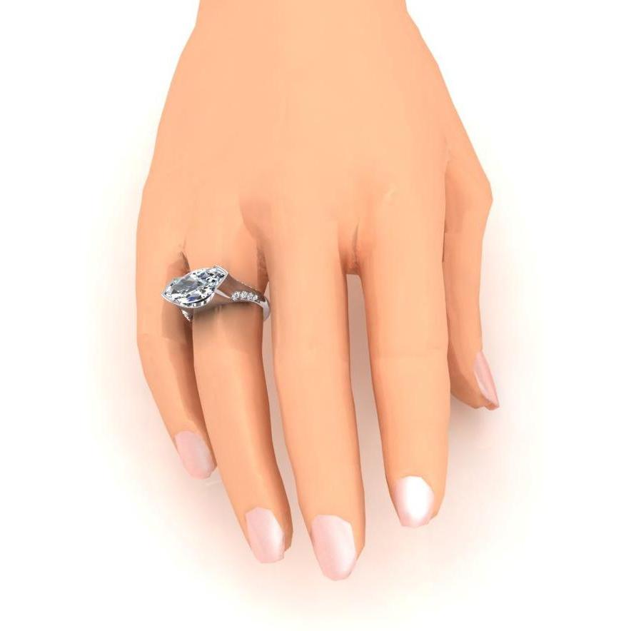 Marquise Old Cut Diamant-Verlobungsring mit V-Krapfen, 5,75 Karat - harrychadent.ch
