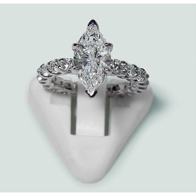 Marquise und runder Diamant-Verlobungsring 2.75 Karat Weißgold 14K