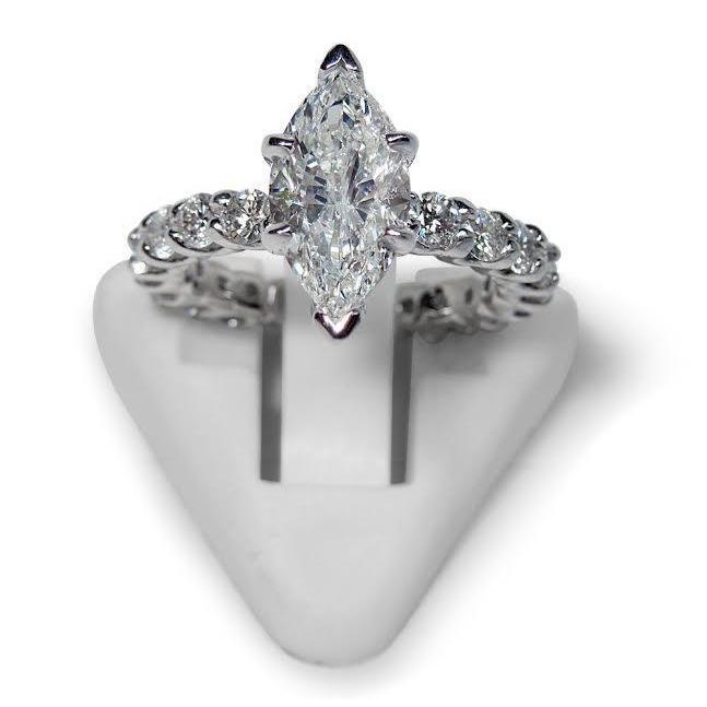 Marquise und runder Diamant-Verlobungsring 2.75 Karat Weißgold 14K