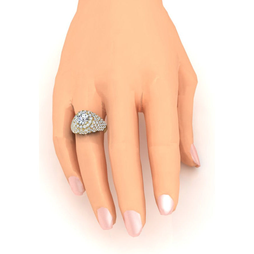 Old Mine Cut Diamant Cluster Ring Gold 6,50 Karat Damenschmuck