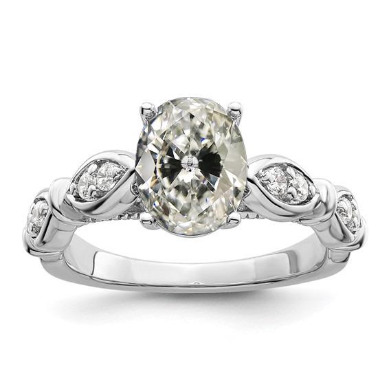 Ovaler alter Bergmann Diamantring aus Weißgold mit Akzenten 5,25 Karat - harrychadent.ch