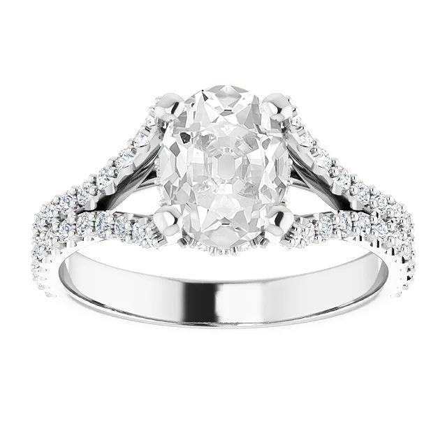 Ovaler alter Bergmann Diamantring Krappenset Split Shank 7 Karat - harrychadent.ch
