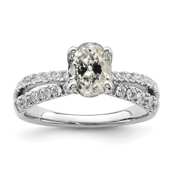 Ovaler alter Bergmann Diamantring Zinke geteilter Schaft 4 Karat Goldschmuck - harrychadent.ch