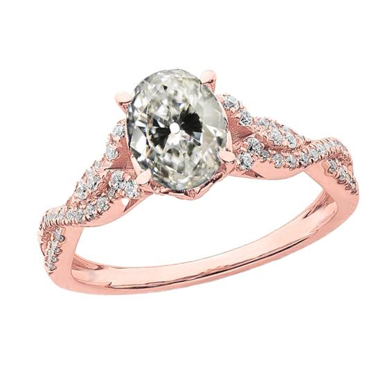 Ovaler alter Minenschliff Diamantring Infinity Style Roségold 5 Karat - harrychadent.ch